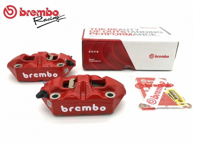 BREMBO RACING RED M4 MONOBLOCK 100MM WHITE LOGO