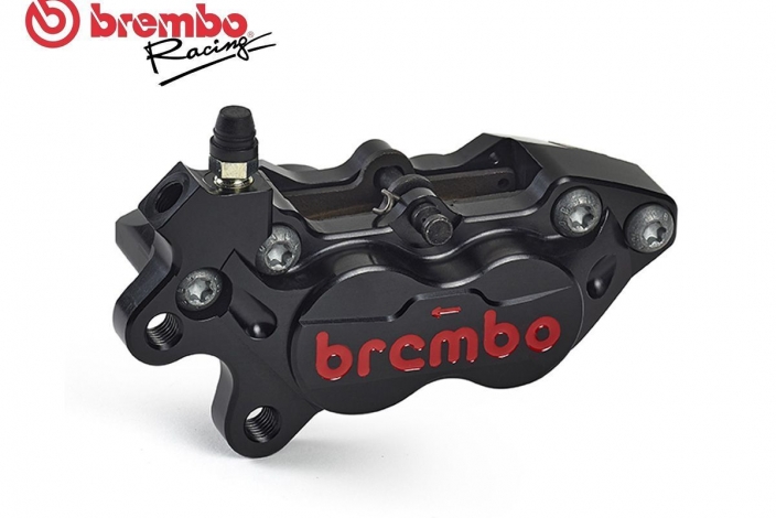 BREMBO RACING BLACK WITH RED LOGO FRONT AXIAL LEFT BRAKE CALIPER CNC P4-40RR
