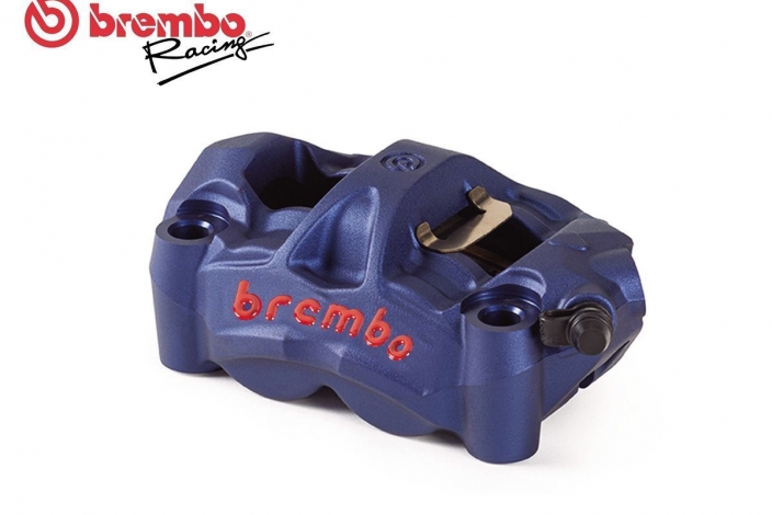 BREMBO RACING BLU RIGHT RADIAL BRAKE CALIPER M50 MONOBLOCK 100MM RED LOGO