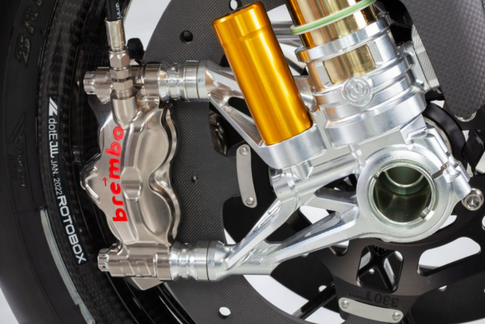 Pressurized Ohlins front forks 108mm. caliper radial mounts Motocorse "GP style"